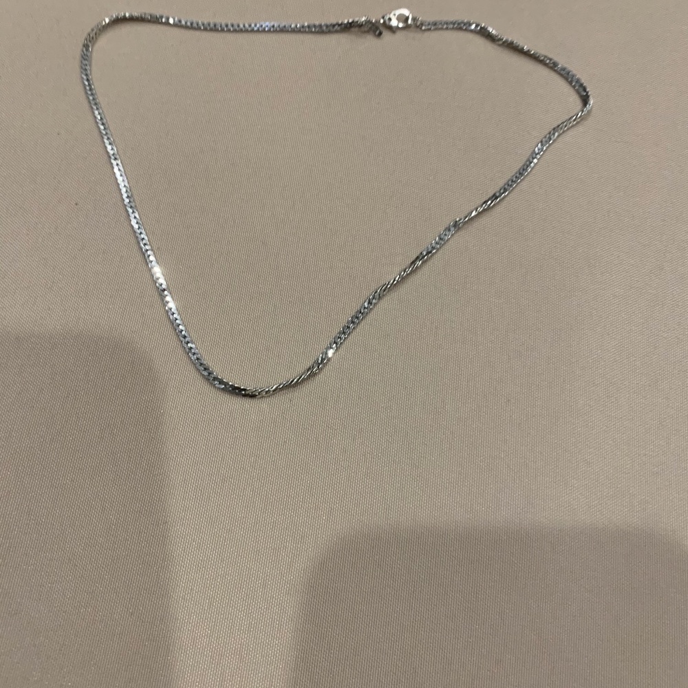 Monet Silvertone Flat Shiny Necklace 7 1/4” L Approx.